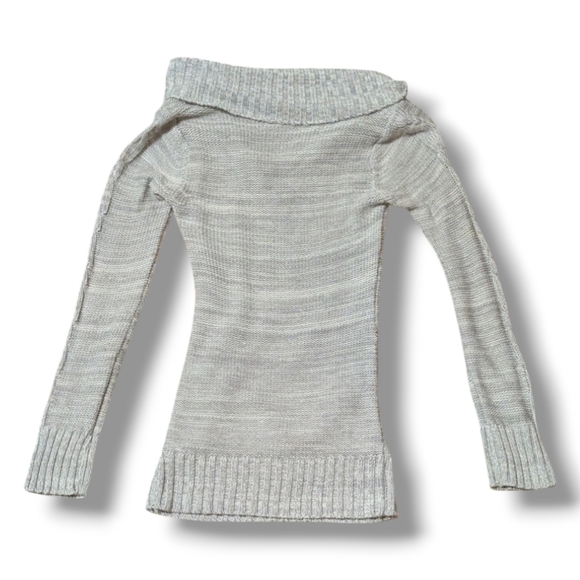 Love Change Gray Cable Knit Cowl Neck Sweater - Small - Cozy Fall & Winter Vibes - Picture 2 of 9